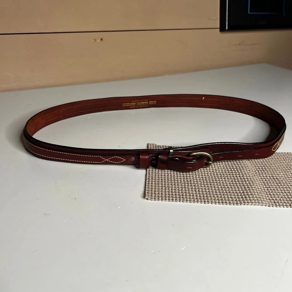 Buckaroo Leather Belts Australia Western Stitched Leather Belt Burgundy 38
